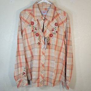 Roper Pearl Snap Embroidered Western Blouse XL